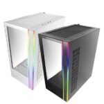 Mars Gaming Mc-Ultra Xxl Premium Custom E-Atx Case, Argb Dual Stripes, Dual Vertical Chamber, Black, White