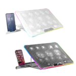 Mars Gaming Mnbc13, Argb Notebook Cooler & Stand, 13X Fans, Lcd Control Screen, Phone Holder, Up To 17"