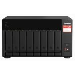 QNAP 8-bay NAS, AMD Ryzen V1000 series V1500B 4C/8T 2.2GHz, 8GB DDR4 RAM (2 x SODIMM slots, max. 64GB, optional ECC RAM support), 8x SATA 6Gb/s bays, 2x M.2 NVMe PCIe Gen3 SSD slots, 2 x 2.5GbE LAN, optional 10GbE, 2x PCIe 3.0 x 4 slots, USB 3.2 Gen2 Type-A & USB 3.2 Gen1 Type-C ports, bundle QSW-1105-5T 2.5GbE x 5 ports unmanaged switch, Realtek TL8371+RTL8221B